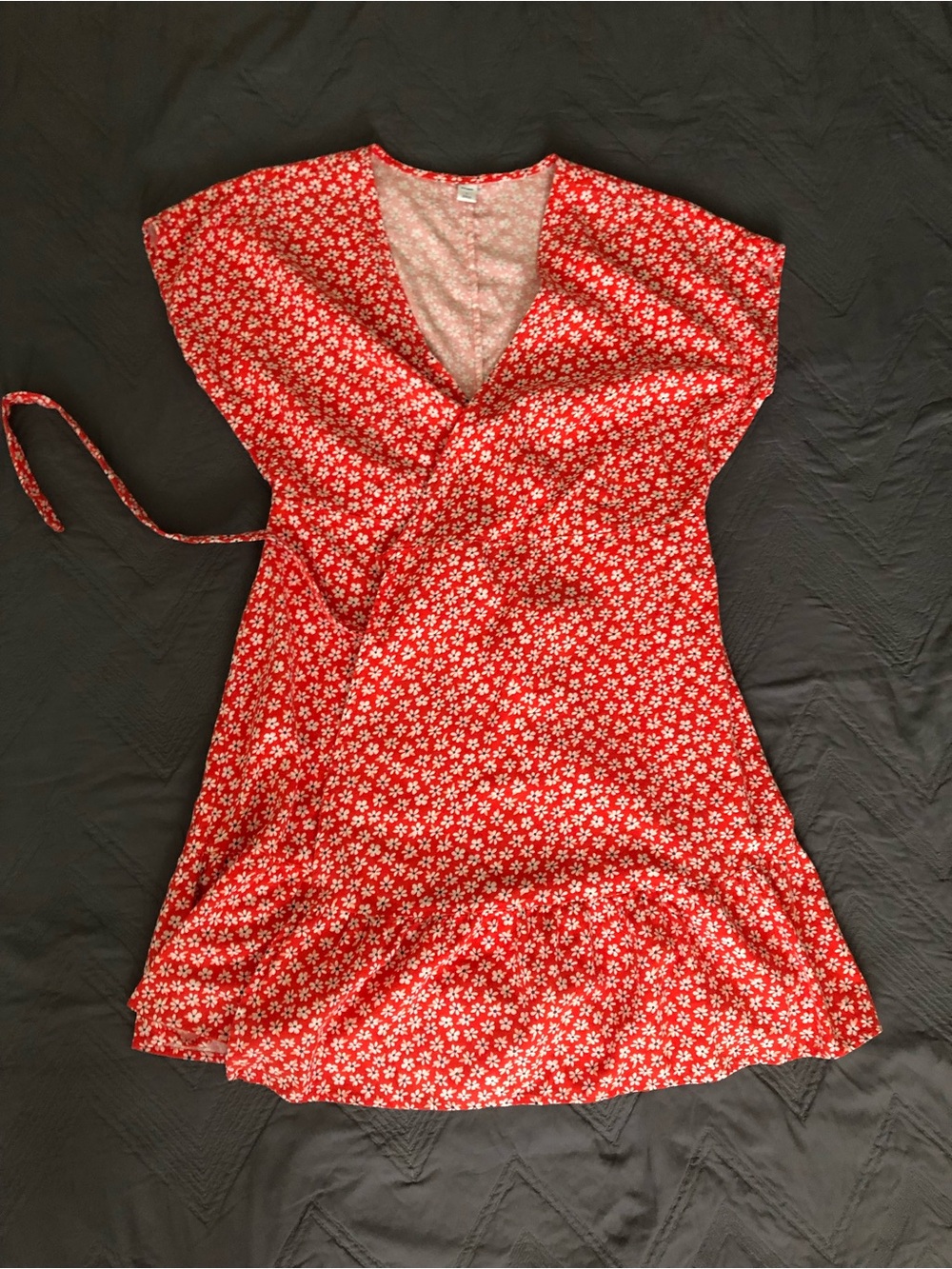 Old Navy red floral mini wrap dress
